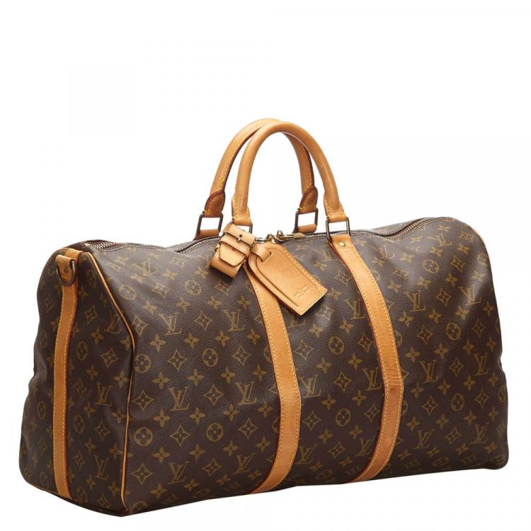 Pre Owned Louis Vuitton Monogram Canvas Keepall Bandouliere 50 Bag