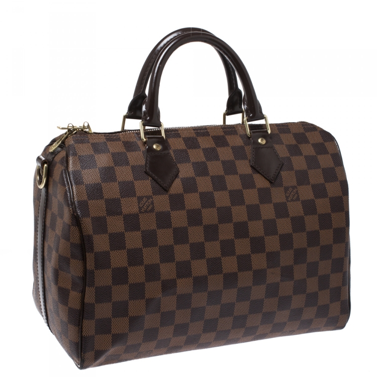 Pre Owned Louis Vuitton Damier Ebene Canvas Bandouliere Speedy 30