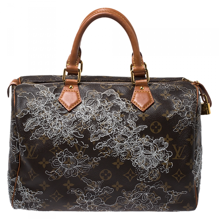 Pre Owned Louis Vuitton Monogram Canvas Limited Edition Dentelle Speedy 30