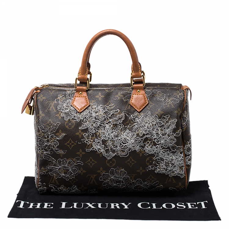 Pre Owned Louis Vuitton Monogram Canvas Limited Edition Dentelle Speedy 30