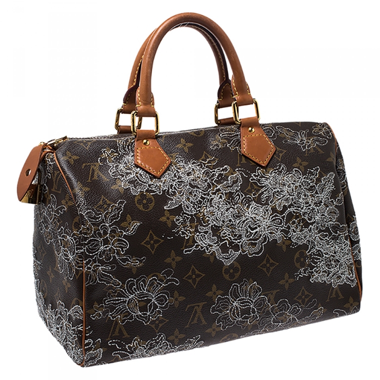 Pre Owned Louis Vuitton Monogram Canvas Limited Edition Dentelle Speedy 30