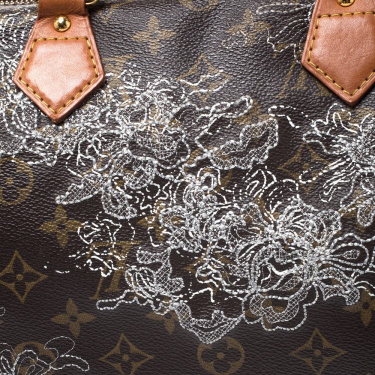 Pre Owned Louis Vuitton Monogram Canvas Limited Edition Dentelle Speedy 30