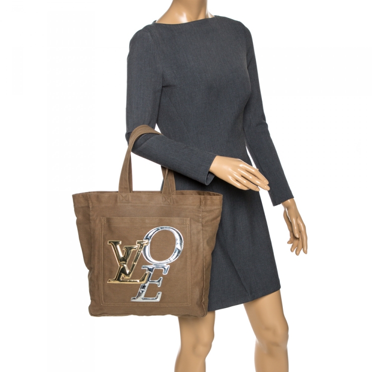 Louis Vuitton Limited Edition Khaki Canvas That's Love 2 Tote PM Bag -  Yoogi's Closet