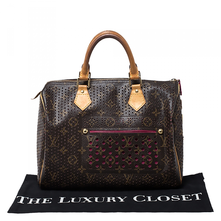 Pre Owned Louis Vuitton Fuchsia Monogram Perforated Canvas Limited Edition Speedy 30 Bag