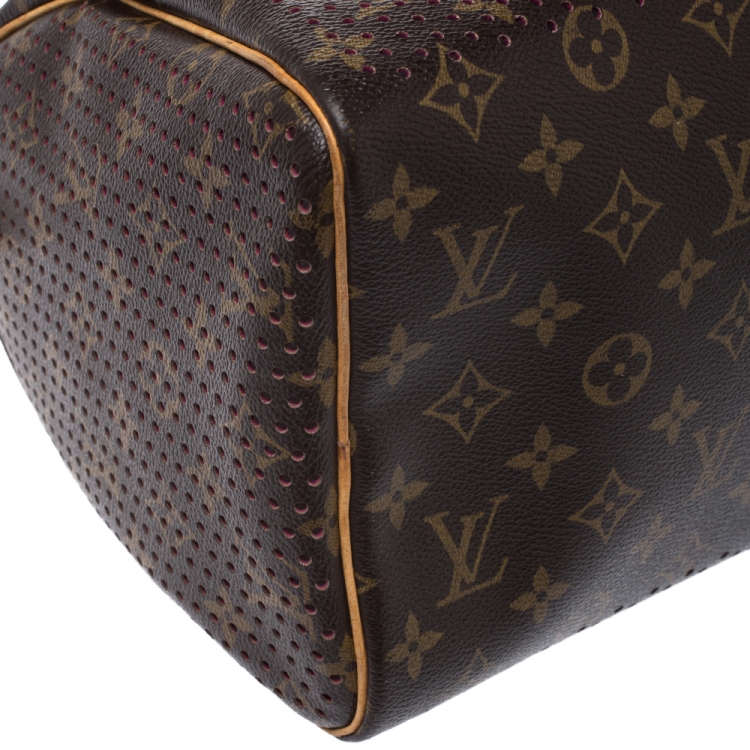 Pre Owned Louis Vuitton Fuchsia Monogram Perforated Canvas Limited Edition Speedy 30 Bag
