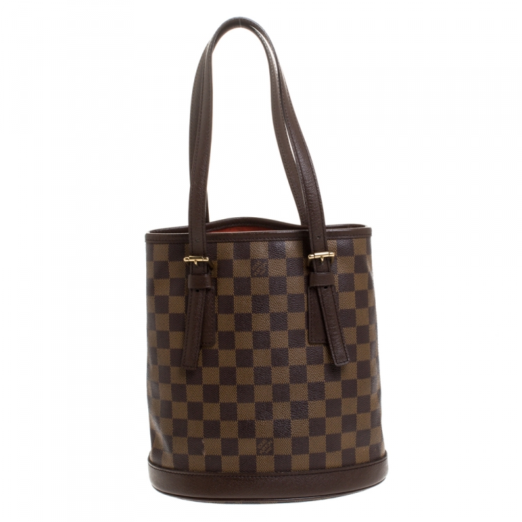 Pre Owned Louis Vuitton Damier Ebene Canvas Marais Bucket Bag 