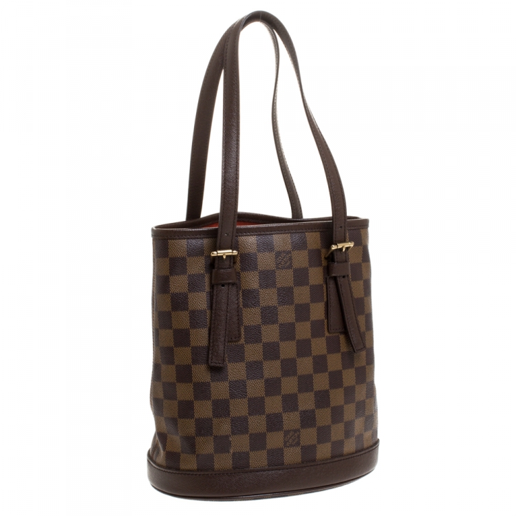 Pre Owned Louis Vuitton Damier Ebene Canvas Marais Bucket Bag 