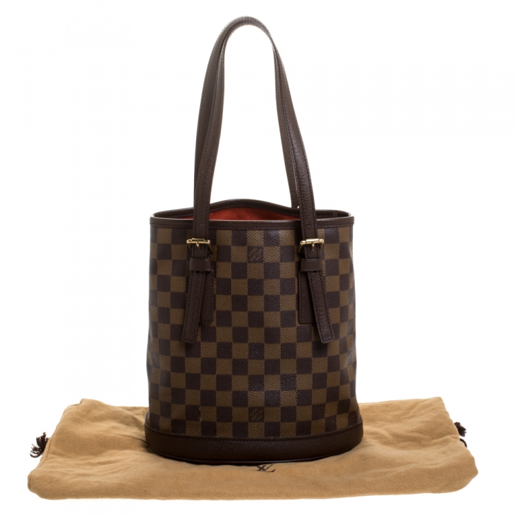 Pre Owned Louis Vuitton Damier Ebene Canvas Marais Bucket Bag 
