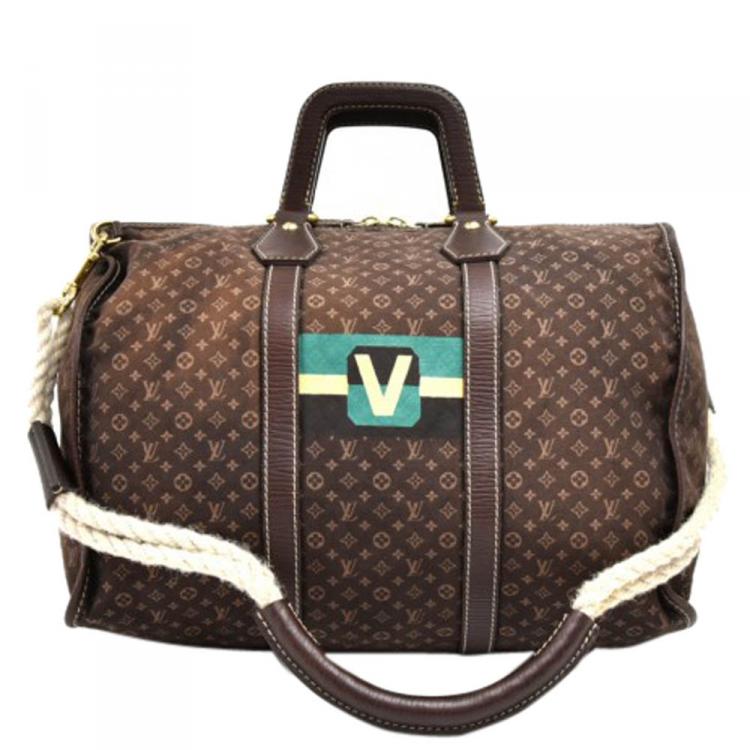 Louis Vuitton Brown Ebene Monogram Mini Lin Initiales Keepall Bag Louis  Vuitton