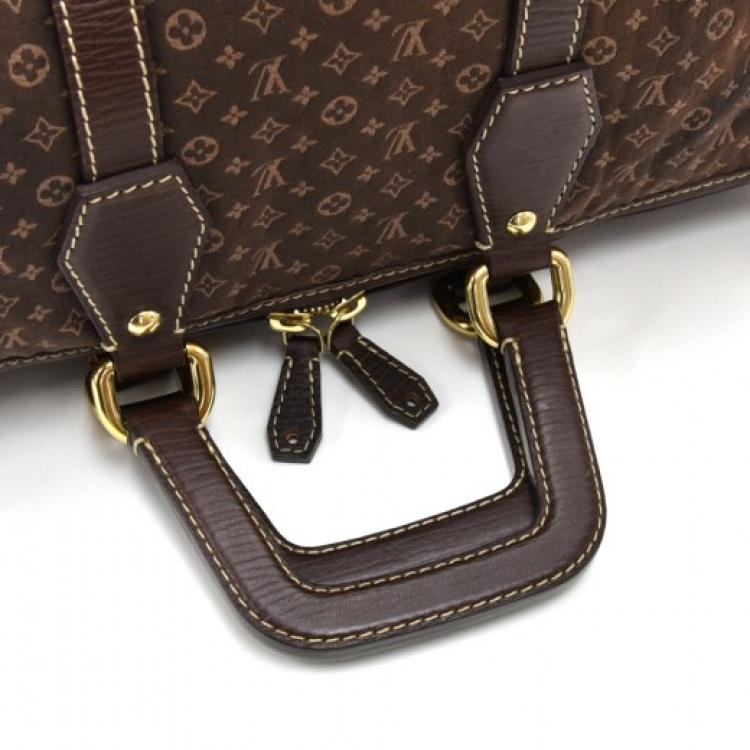 Pre Owned Louis Vuitton Brown Ebene Monogram Mini Lin Initiales Keepall Bag
