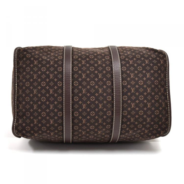 Pre Owned Louis Vuitton Brown Ebene Monogram Mini Lin Initiales Keepall Bag