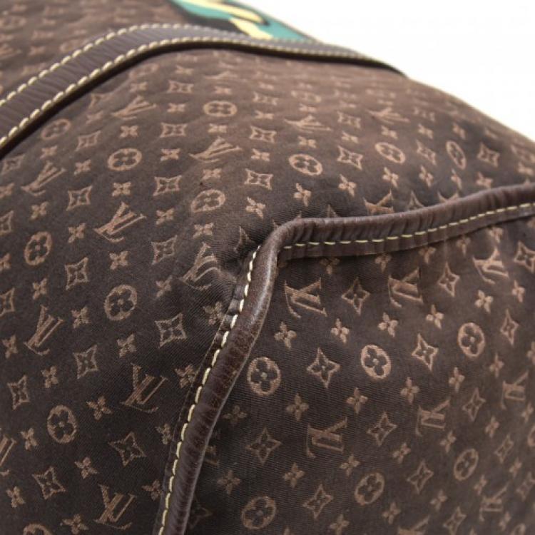 Pre Owned Louis Vuitton Brown Ebene Monogram Mini Lin Initiales Keepall Bag