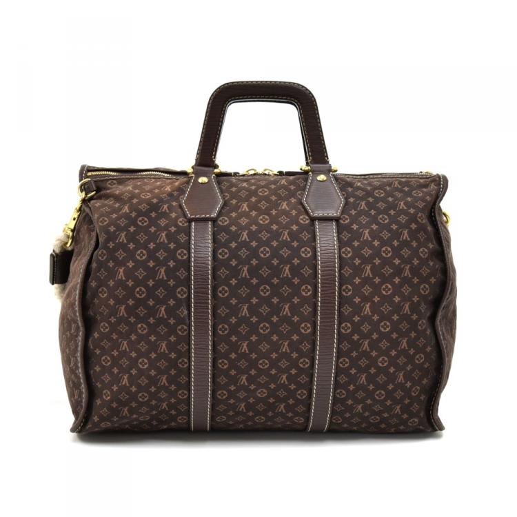 Pre Owned Louis Vuitton Brown Ebene Monogram Mini Lin Initiales Keepall Bag