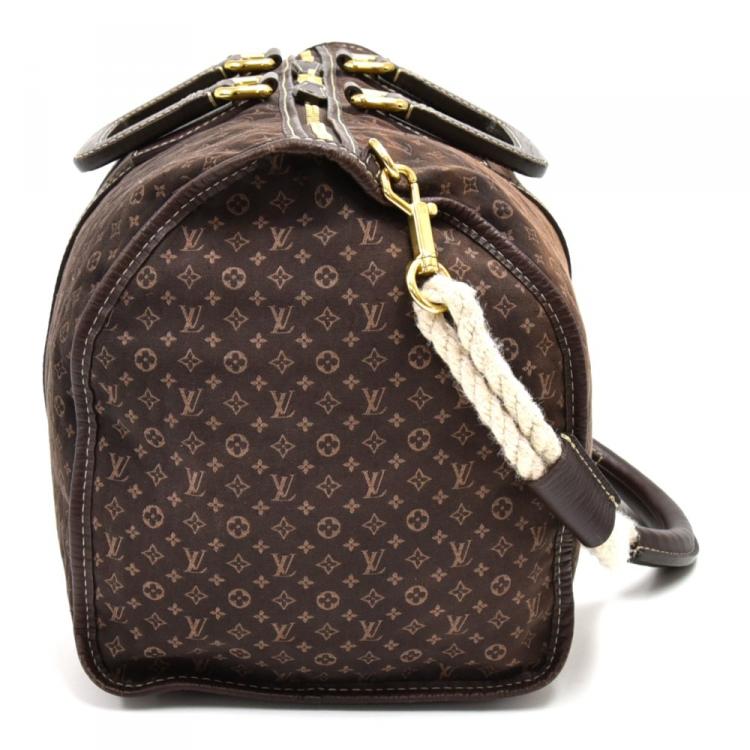 Pre Owned Louis Vuitton Brown Ebene Monogram Mini Lin Initiales Keepall Bag