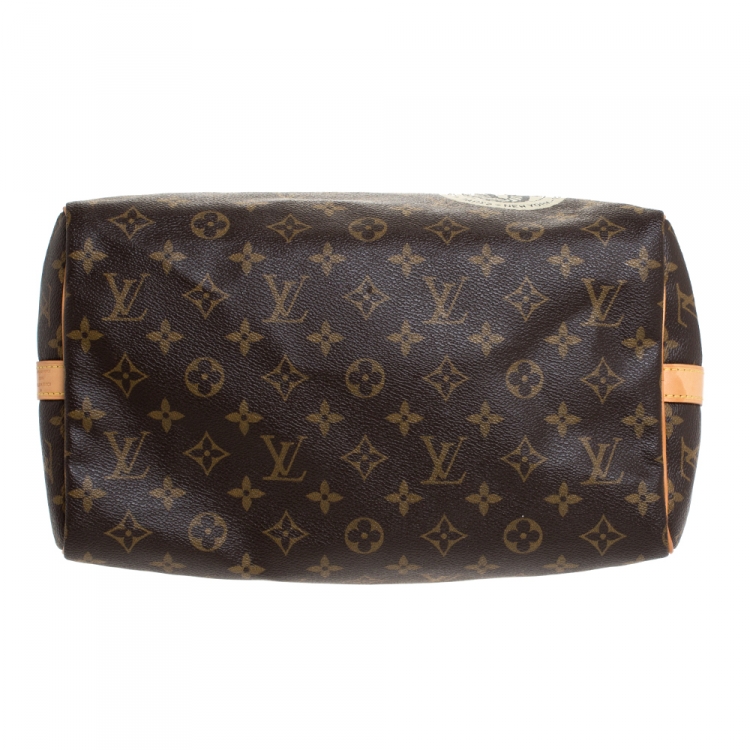 Pre Owned Louis Vuitton Monogram Canvas Limited Edition World Tour Speedy 30 Bag