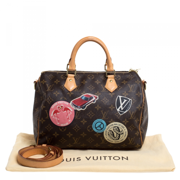 Pre Owned Louis Vuitton Monogram Canvas Limited Edition World Tour Speedy 30 Bag
