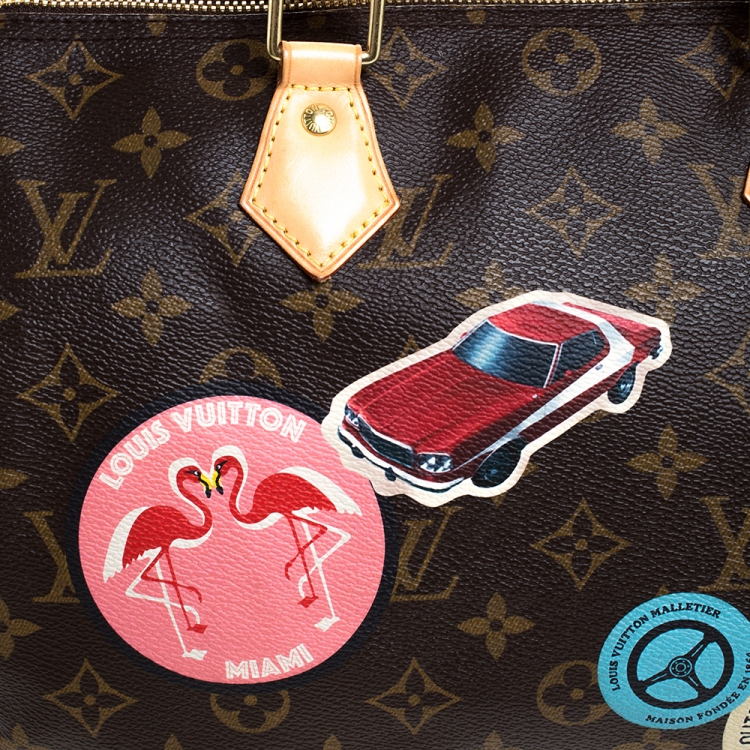 Pre Owned Louis Vuitton Monogram Canvas Limited Edition World Tour Speedy 30 Bag