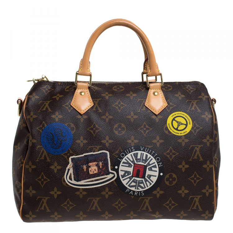 Pre Owned Louis Vuitton Monogram Canvas Limited Edition World Tour Speedy 30 Bag