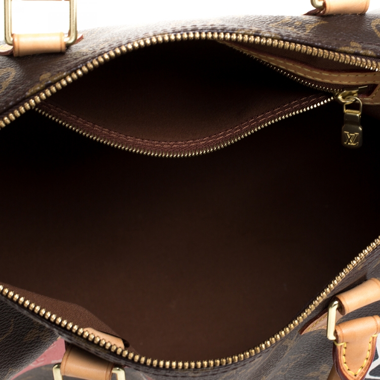 Pre Owned Louis Vuitton Monogram Canvas Limited Edition World Tour Speedy 30 Bag