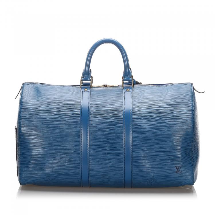 Pre Owned Louis Vuitton Toldeo Blue Epi Leather Keepall 45 Bag