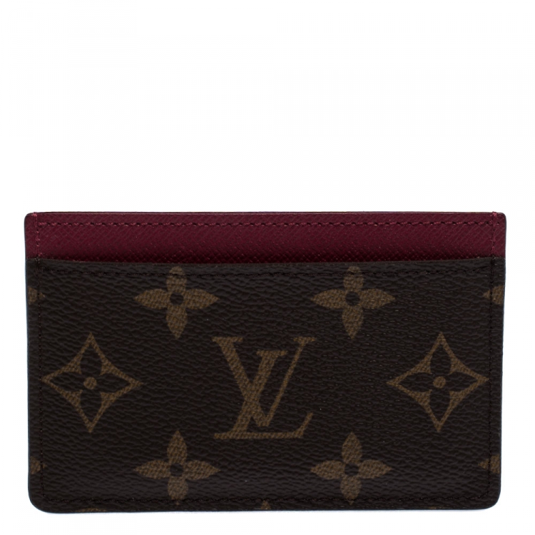 Pre Owned Louis Vuitton Fuchsia/Brown Monogram Canvas Card Holder