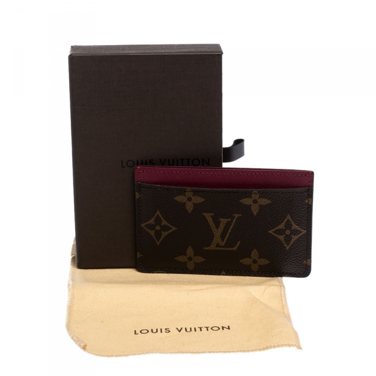 Pre Owned Louis Vuitton Fuchsia/Brown Monogram Canvas Card Holder