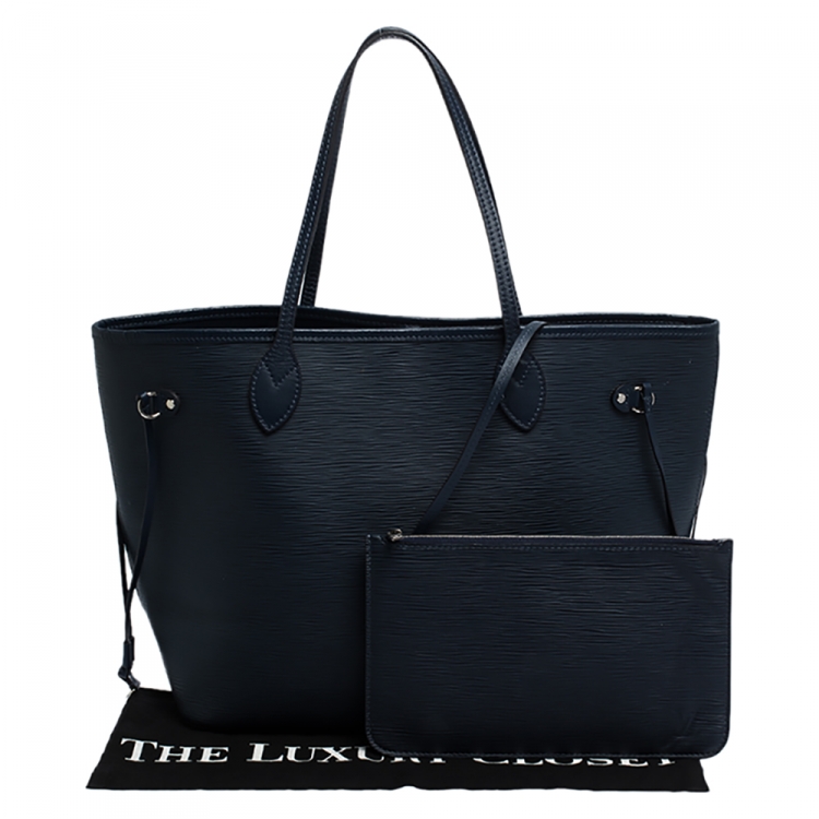 Pre Owned Louis Vuitton Blue Marine Epi Leather Neverfull MM Bag 