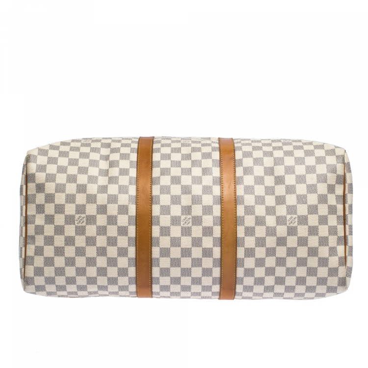 Pre Owned Louis Vuitton Damier Azur Canvas Keepall 50 Duffel Bag