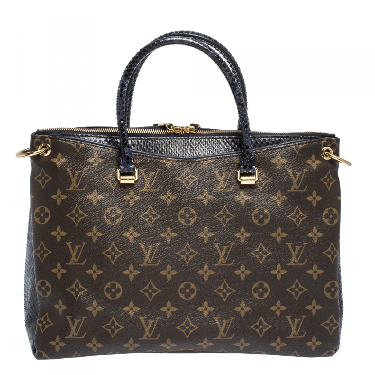 Pre Owned Louis Vuitton Monogram Canvas and Python Pallas Bag