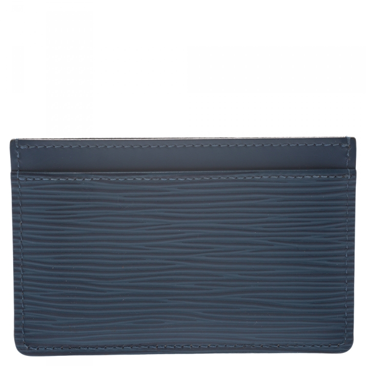 Pre Owned Louis Vuitton Cyan Epi Leather Card Holder