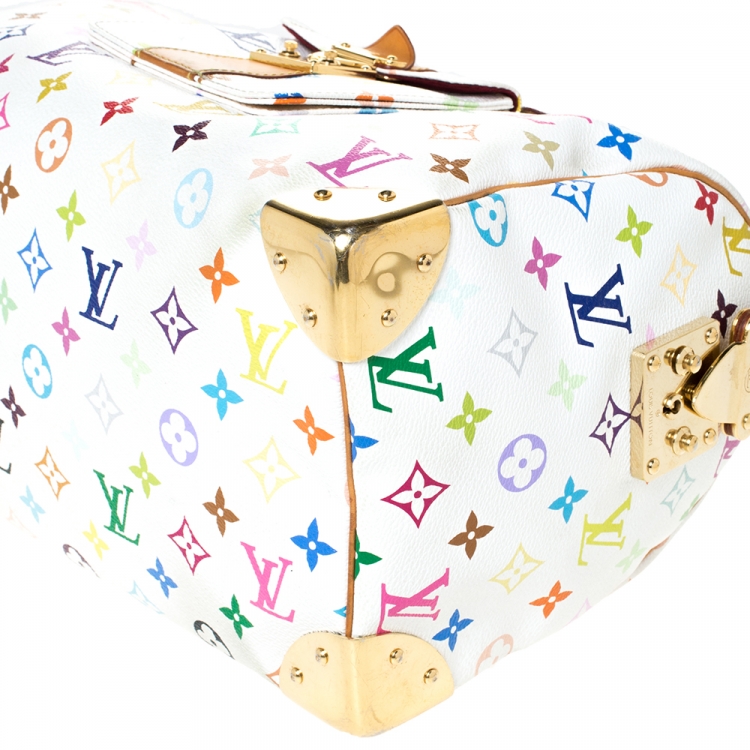 Pre Owned Louis Vuitton White Monogram Multicolore Canvas Speedy 30 Bag