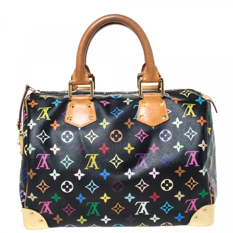 Pre Owned Louis Vuitton Black Multicolore Monogram Canvas Speedy 30 Bag