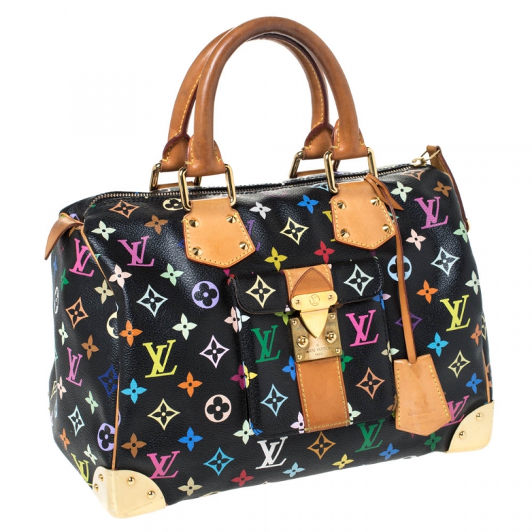 Pre Owned Louis Vuitton Black Multicolore Monogram Canvas Speedy 30 Bag