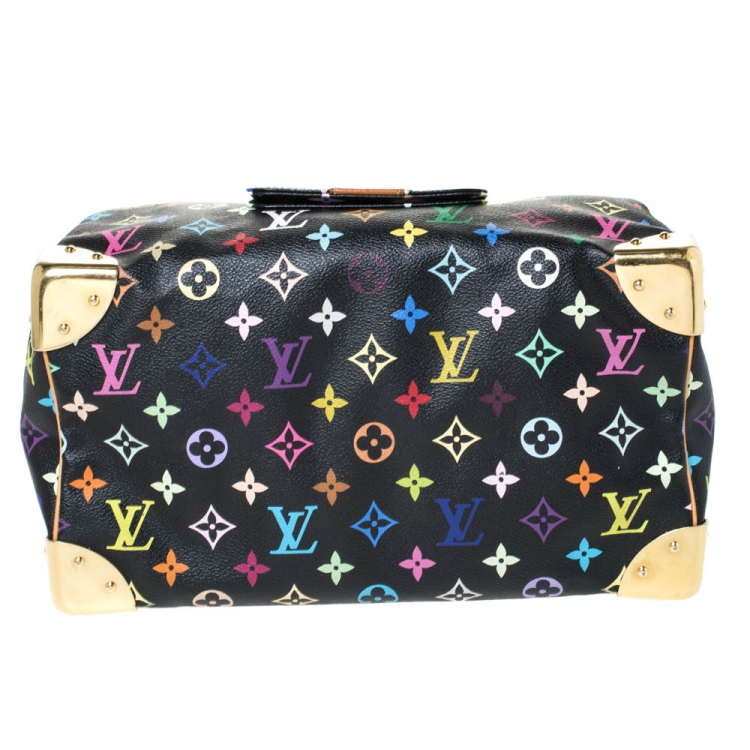 Pre Owned Louis Vuitton Black Multicolore Monogram Canvas Speedy 30 Bag