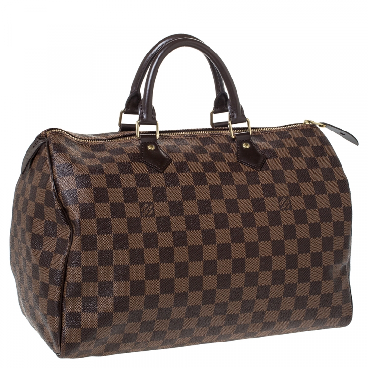 Pre Owned Louis Vuitton Damier Ebene Canvas Speedy 35 Bag