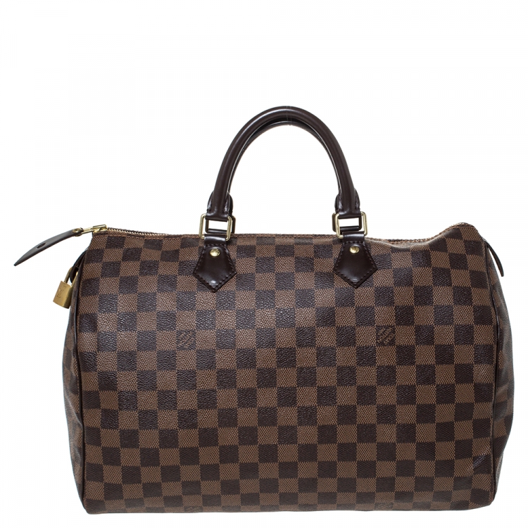 Pre Owned Louis Vuitton Damier Ebene Canvas Speedy 35 Bag