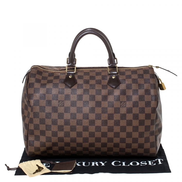 Pre Owned Louis Vuitton Damier Ebene Canvas Speedy 35 Bag