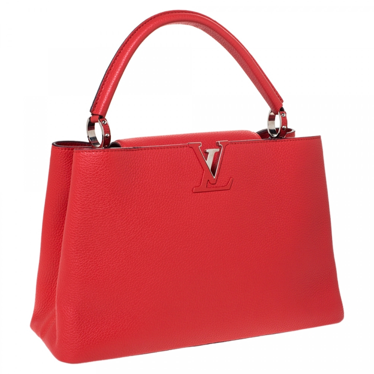 Pre Owned Louis Vuitton Corall Taurillon Leather Capucines MM Bag