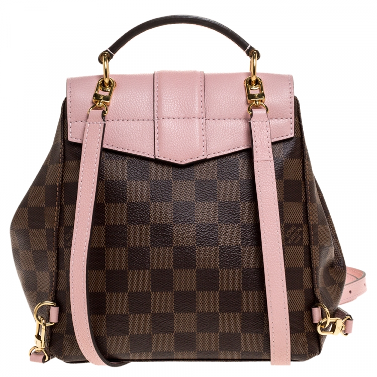Pre Owned Louis Vuitton Magnolia Pink Damier Ebene Canvas Clapton Backpack