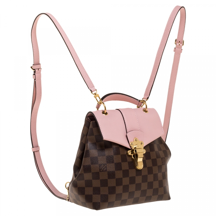 Pre Owned Louis Vuitton Magnolia Pink Damier Ebene Canvas Clapton Backpack