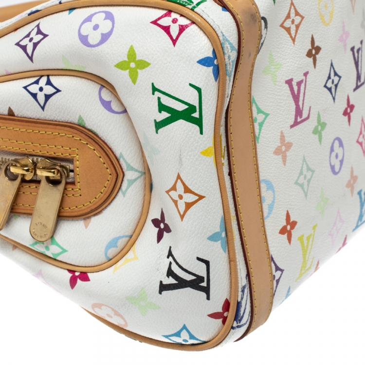 Pre Owned Louis Vuitton White Monogram Multicolore Canvas Priscilla Bag