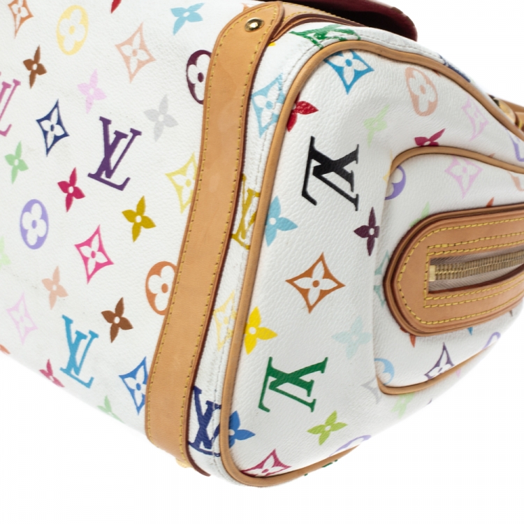 Pre Owned Louis Vuitton White Monogram Multicolore Canvas Priscilla Bag
