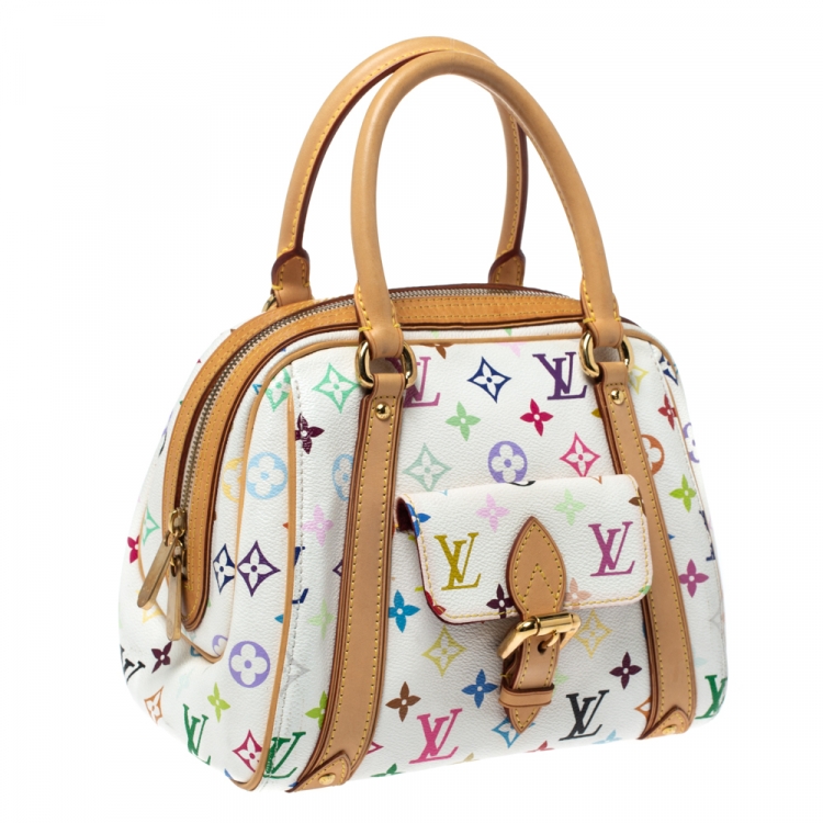 Pre Owned Louis Vuitton White Monogram Multicolore Canvas Priscilla Bag