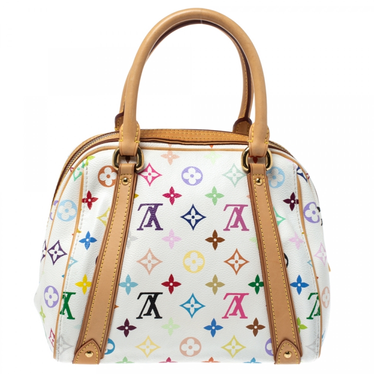 Pre Owned Louis Vuitton White Monogram Multicolore Canvas Priscilla Bag