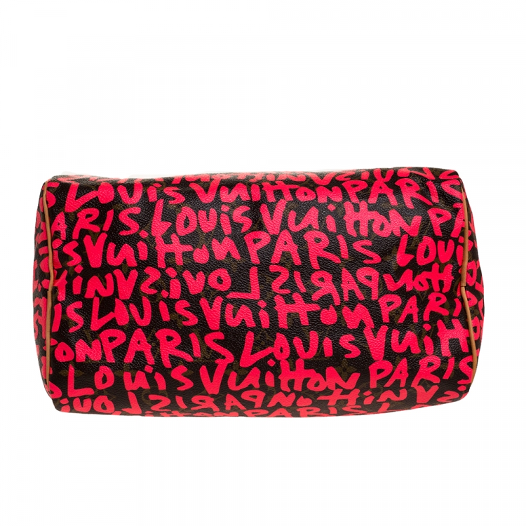 Pre Owned Louis Vuitton Pink Monogram Canvas Graffiti Stephen Sprouse Speedy 30 Bag