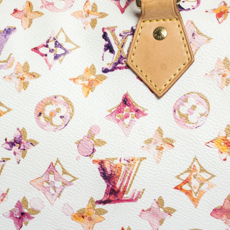 Pre Owned Louis Vuitton Monogram Canvas Watercolor Aquarelle Richard Prince Speedy 35 Bag