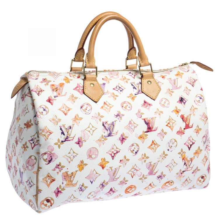 Pre Owned Louis Vuitton Monogram Canvas Watercolor Aquarelle Richard Prince Speedy 35 Bag