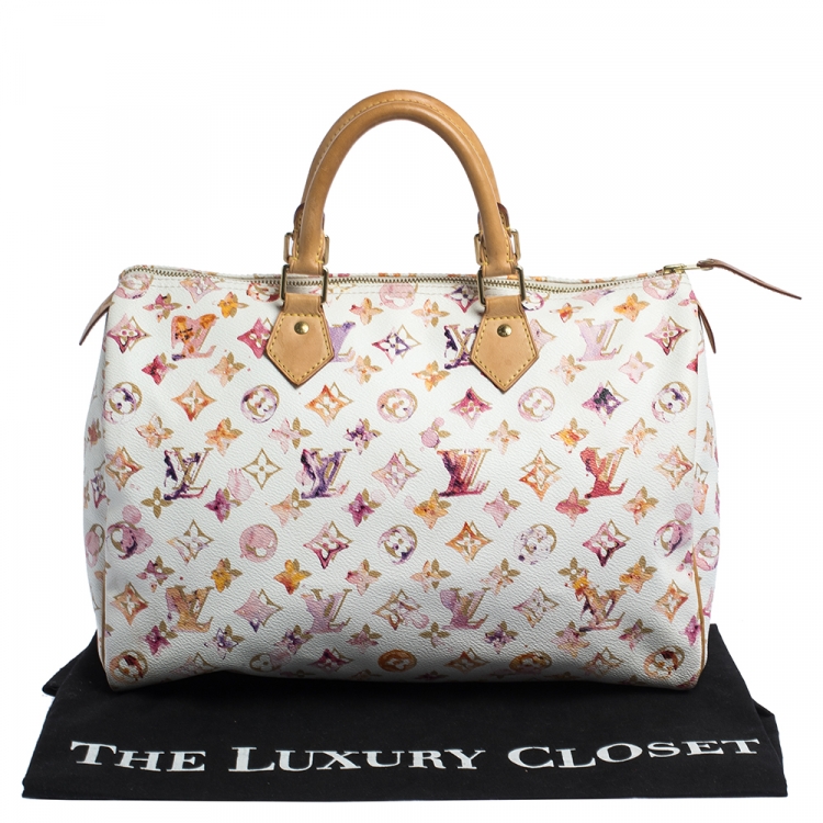 Pre Owned Louis Vuitton Monogram Canvas Watercolor Aquarelle Richard Prince Speedy 35 Bag