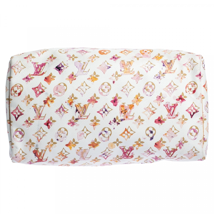 Pre Owned Louis Vuitton Monogram Canvas Watercolor Aquarelle Richard Prince Speedy 35 Bag