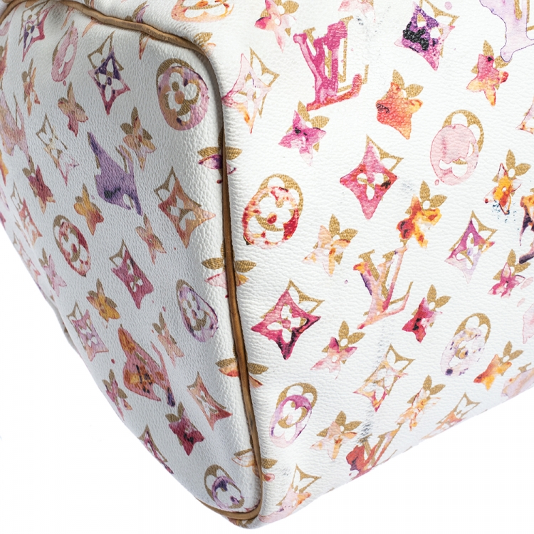 Pre Owned Louis Vuitton Monogram Canvas Watercolor Aquarelle Richard Prince Speedy 35 Bag